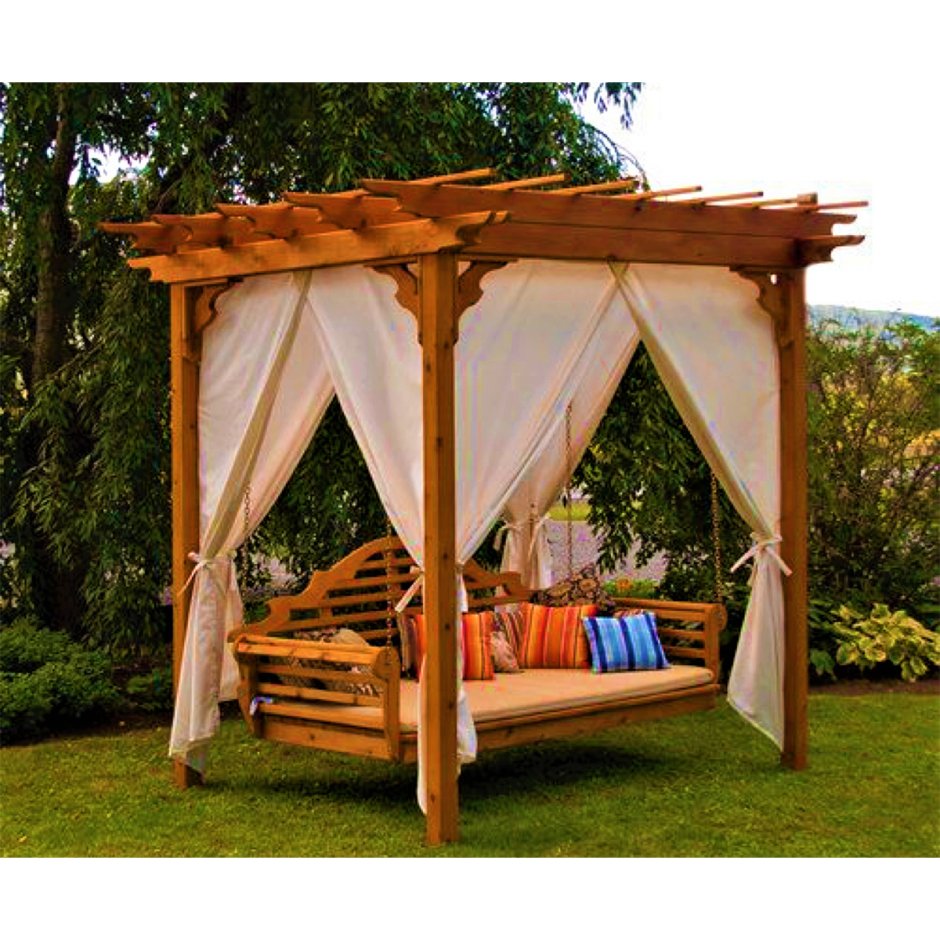 Пергола деревянная с качелями