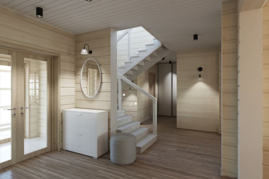 Прихожая в доме из бруса