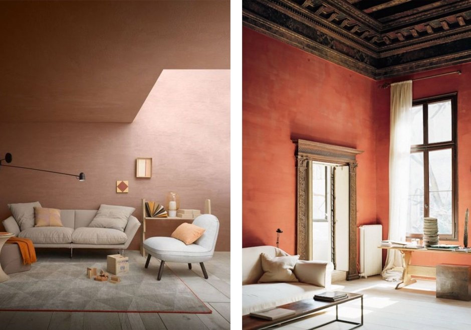 Нежно терракотовый цвет в интерьере
