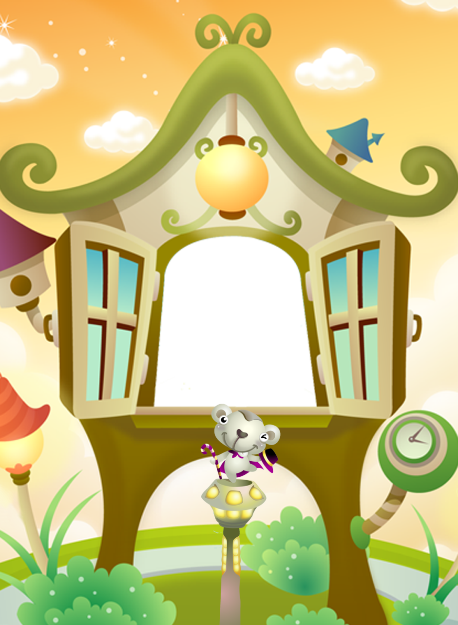 Домик с голубым контуром