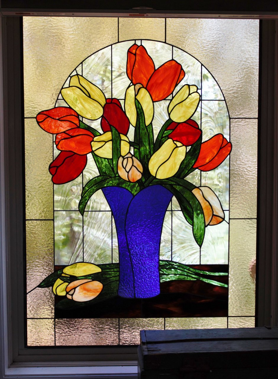 Мозаика на стекле витражными красками