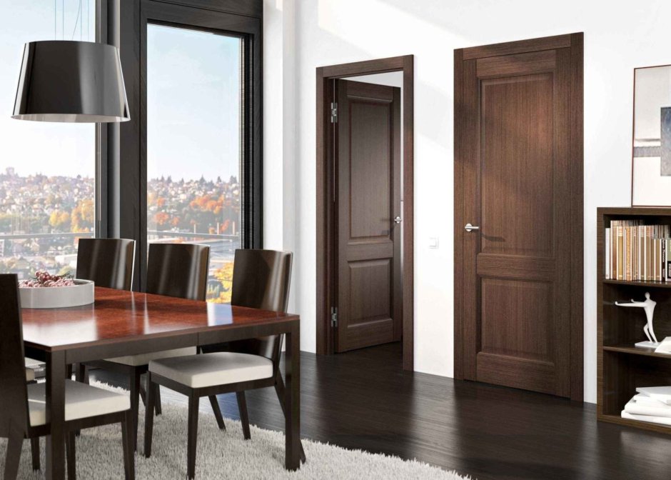 Коричневые двери в интерьере