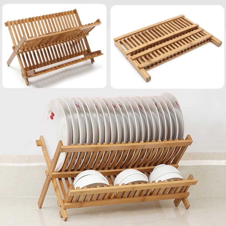 Деревянная сушилка для тарелок