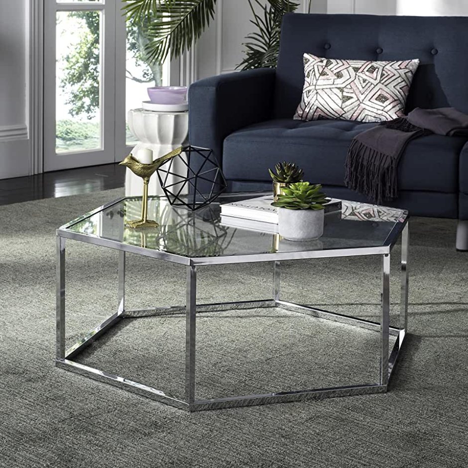 Журнальный столик из металла и стекла