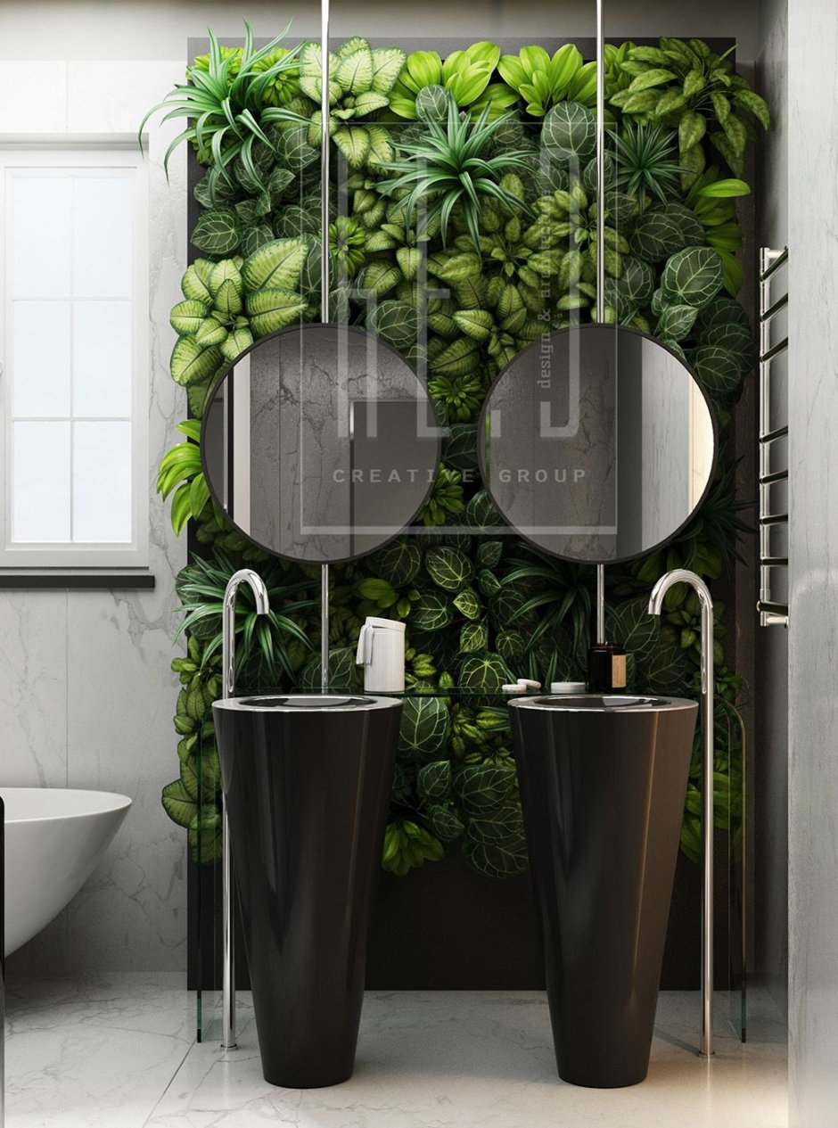 Искусственные цветы в ванной комнате