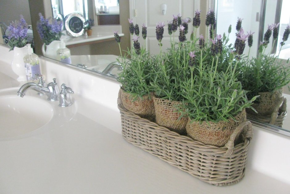 Искусственные цветы в ванной