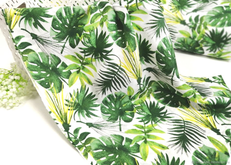 Ткань с листьями монстеры