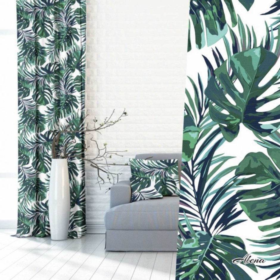 Шторы с монстерой