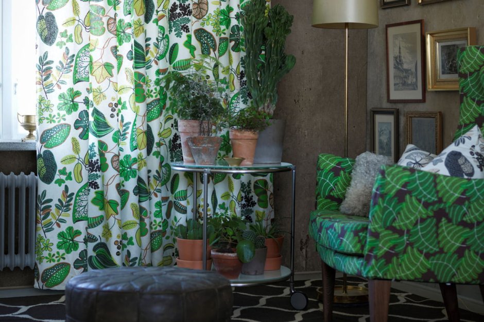 Шторы с пальмовыми листьями