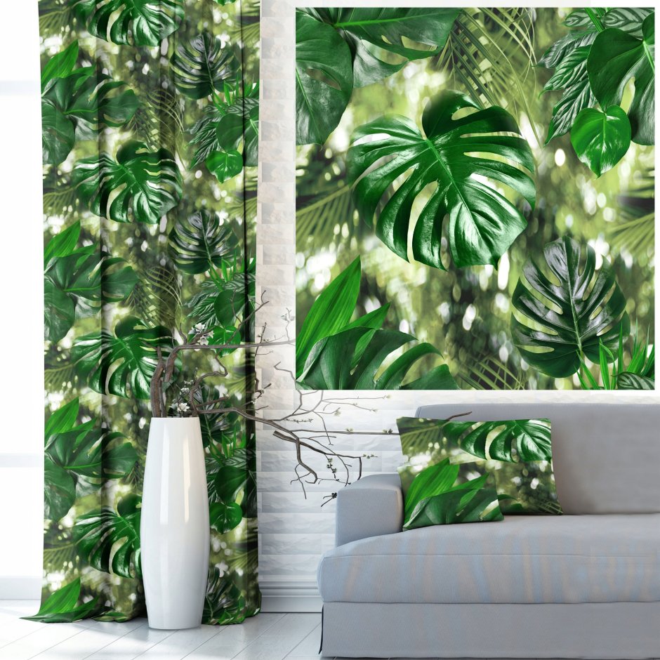 Шторы с монстерой