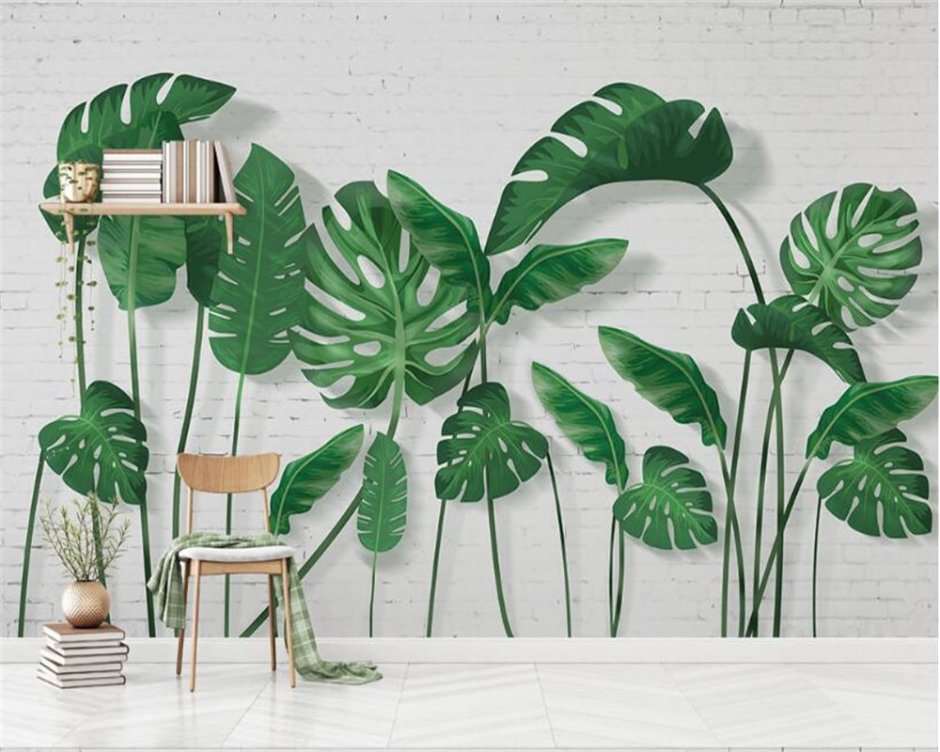 Ткань с листьями монстеры