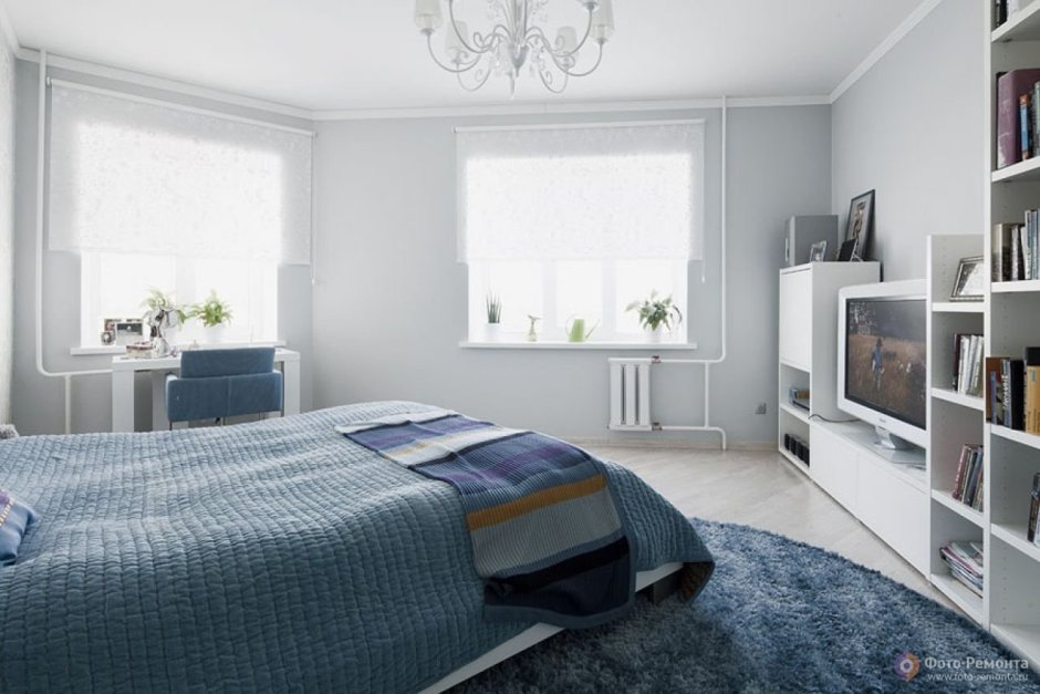 Комната в сине серых тонах