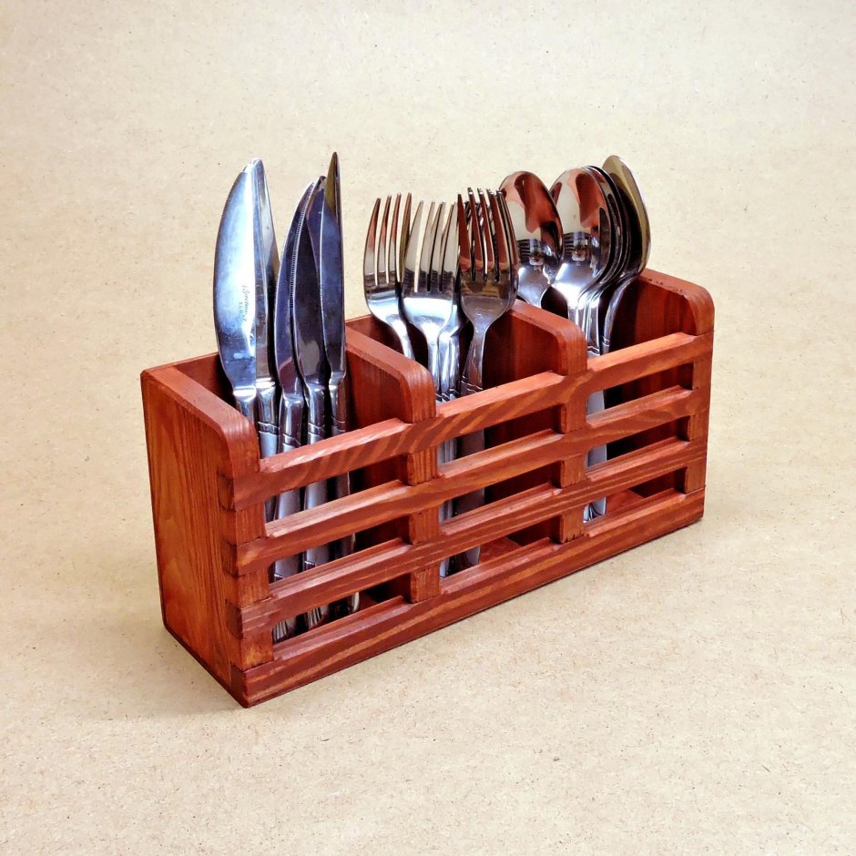 Подставка для столовых приборов деревянная