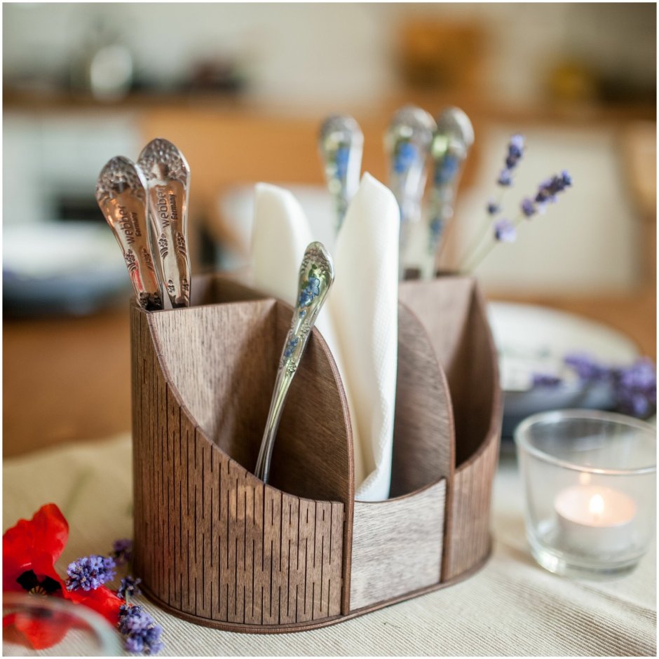 Подставка для столовых приборов деревянная