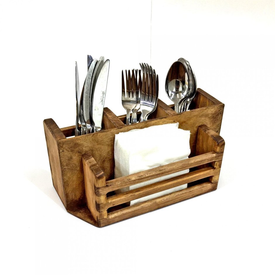 Подставка для столовых приборов из дерева
