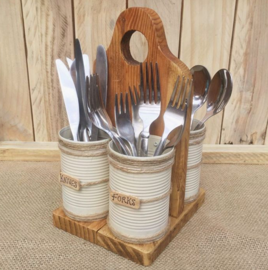 Подставка для ложек и вилок из дерева