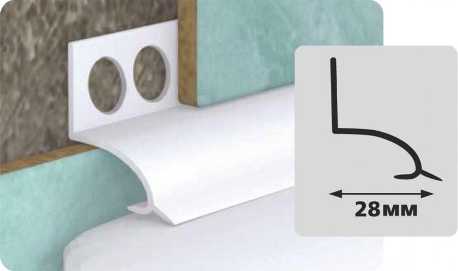 Профиль ПВХ для ванн 1,85м белый (угол Вн.-2шт, загл.-2шт)