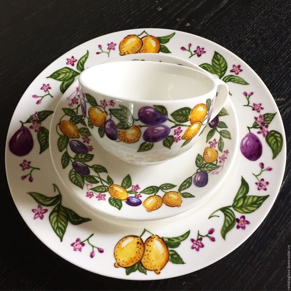 Посуда с лимонами фарфор