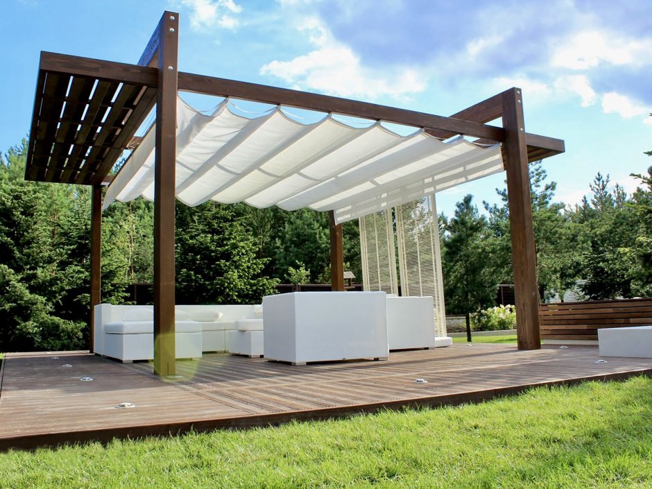 Современные беседки с плоской крышей