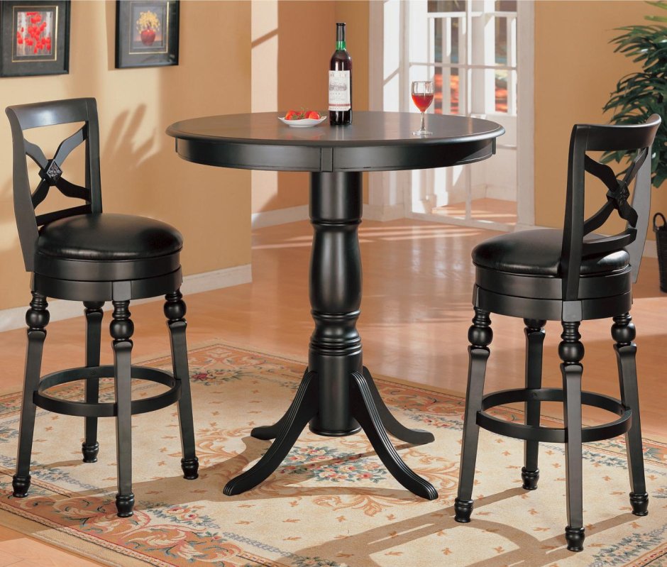 Столик круглый деревянный барный