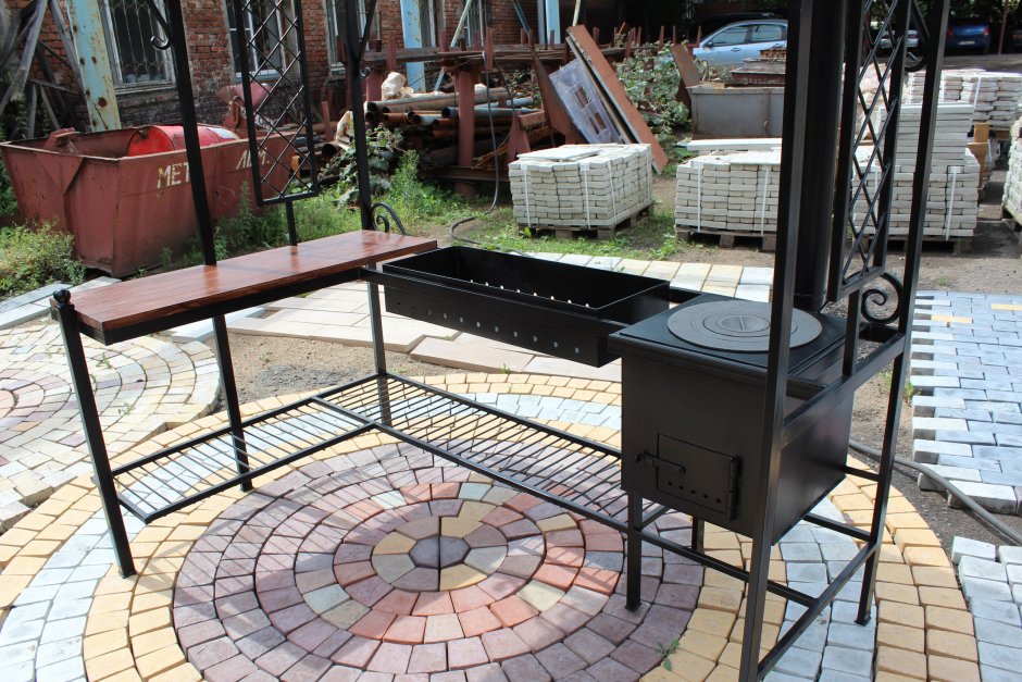 Летняя кухня барбекю из кирпича