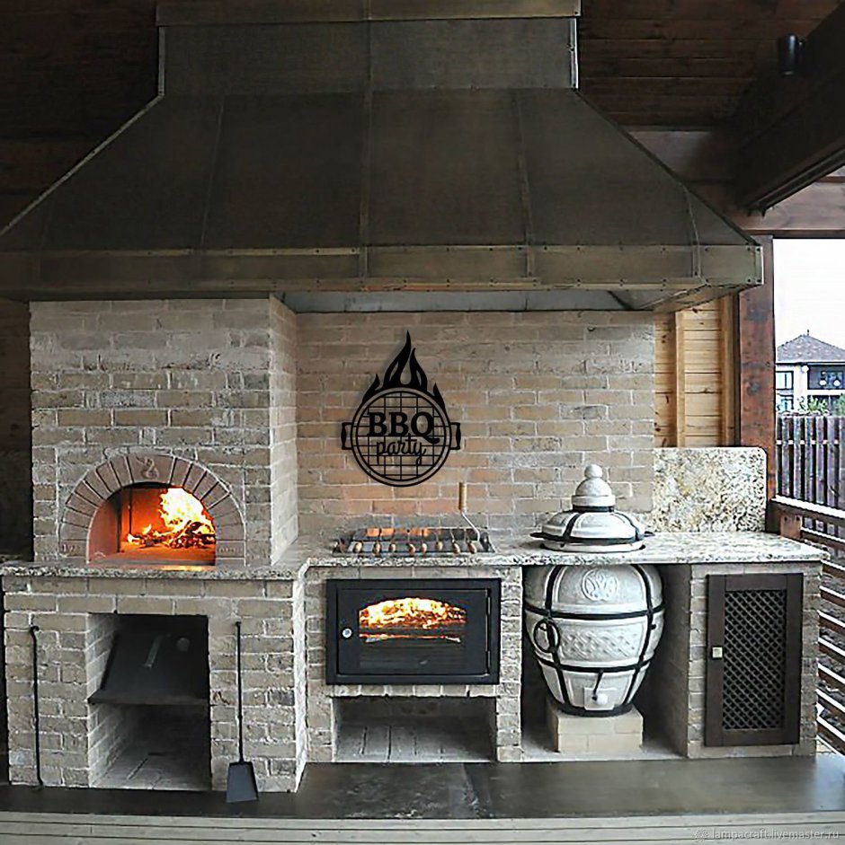 Мангальная зона с казаном и мангалом