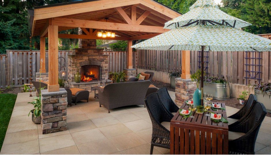 Уличный камин барбекю