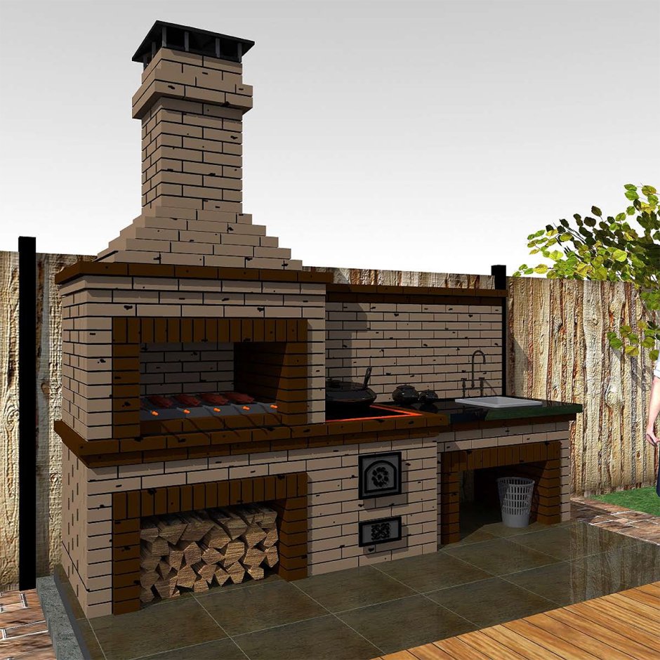 Зона барбекю на даче закрытая