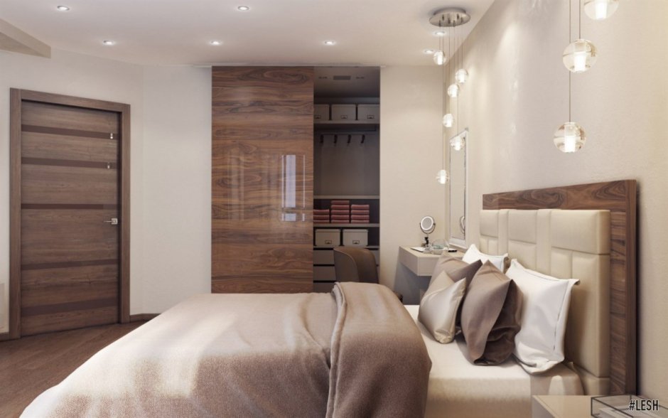 Спальня в современном стиле с гардеробной