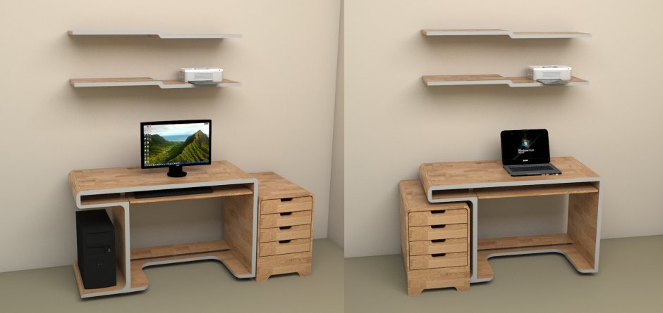Самодельный компьютерный стол из дерева