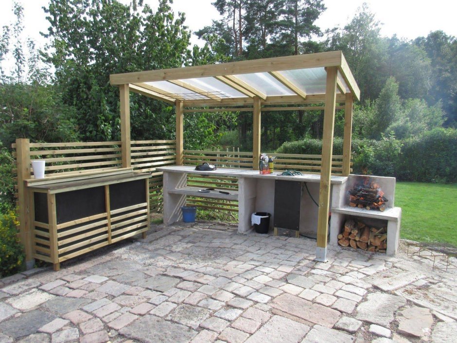Навес для летней кухни на даче