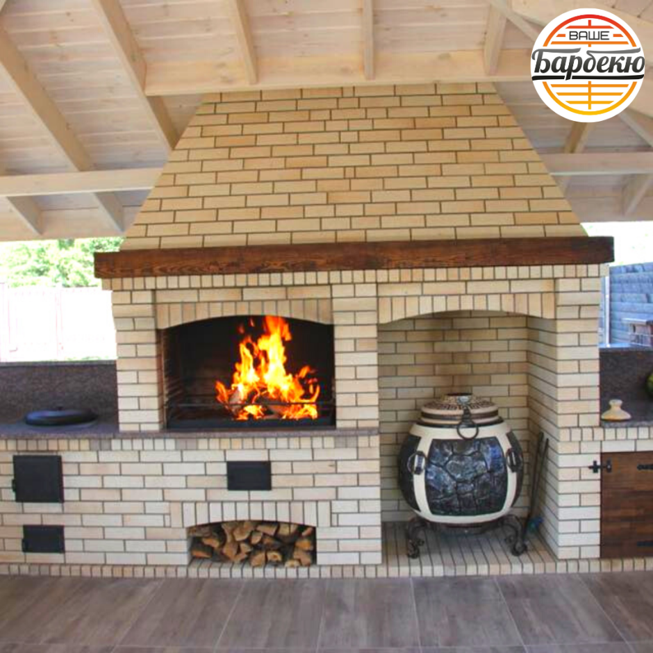 Беседка с мангалом и барбекю 5х3