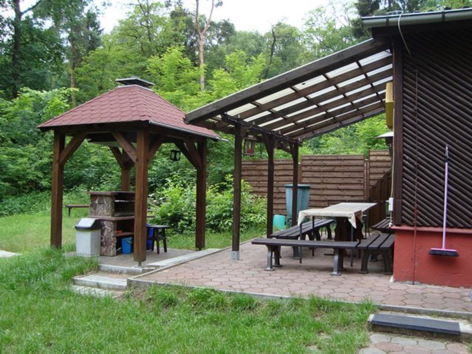 Зона барбекю из кирпича