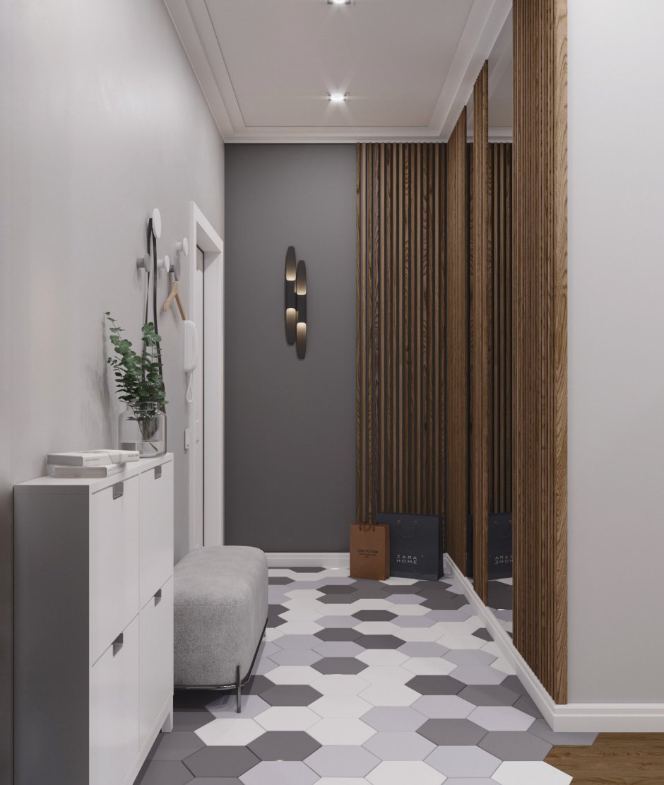 Прихожая в современном стиле квадратная