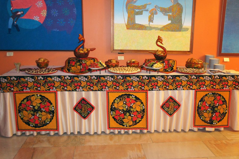 Украшение стола в русском народном стиле