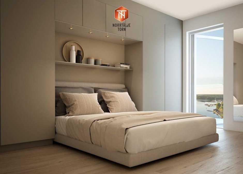 Шкафы в изголовье кровати в спальне