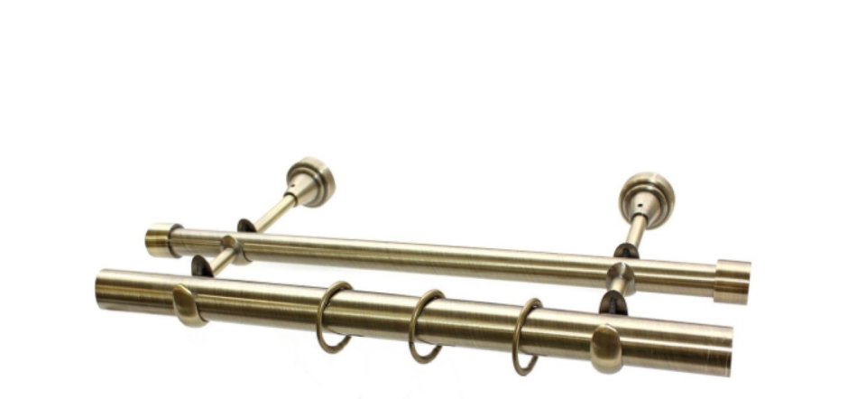 Карниз телескоп. 2-Рядный Ugo Loks 160-300см золото антик наконечник Ажур