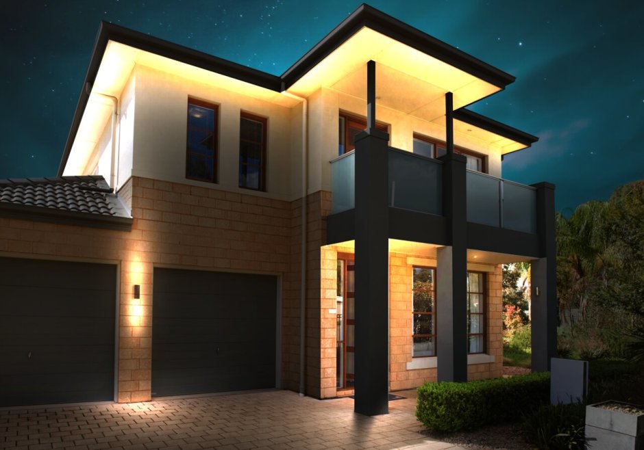 Подсветка фасада коттеджа