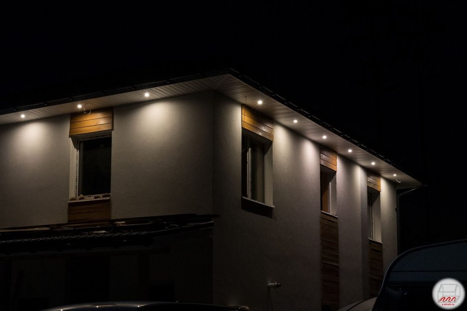 Архитектурная подсветка дома из бруса