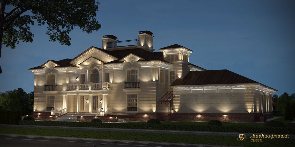 Архитектурная подсветка фасадов коттеджей