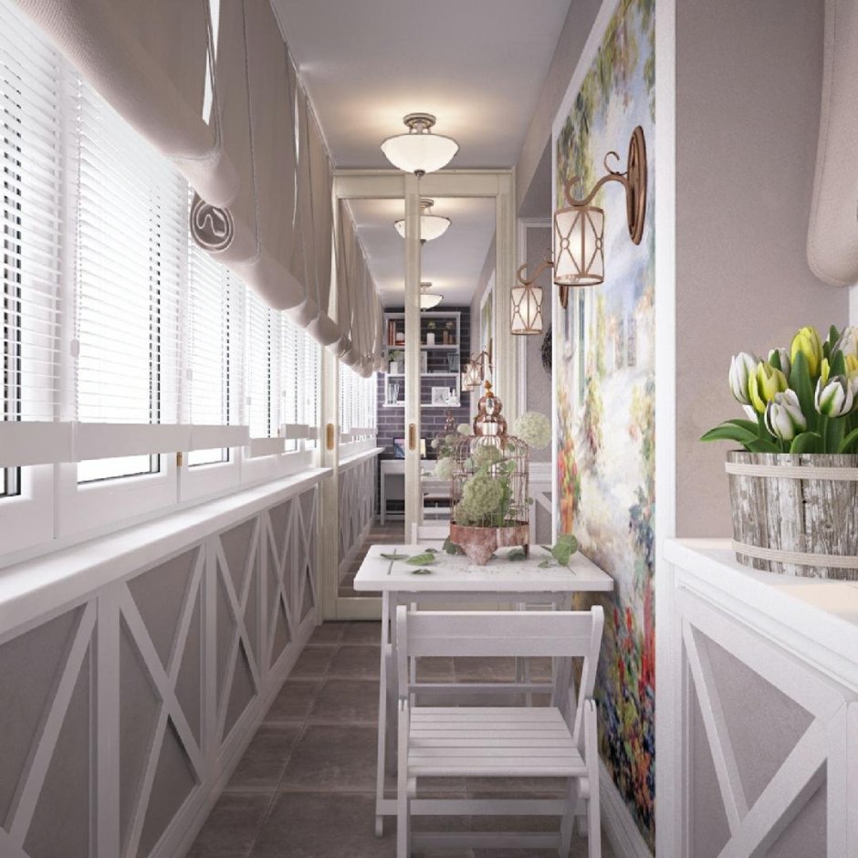 Декор узкого балкона