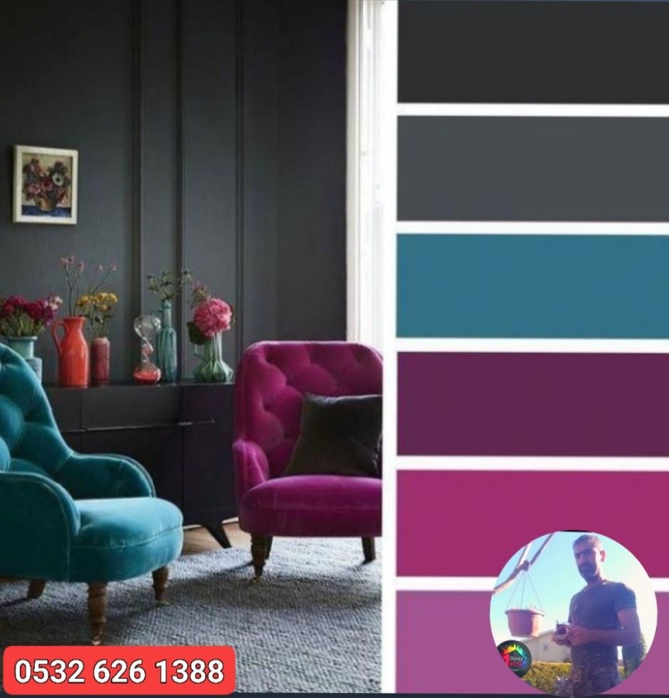 Сочетание розового и голубого в интерьере