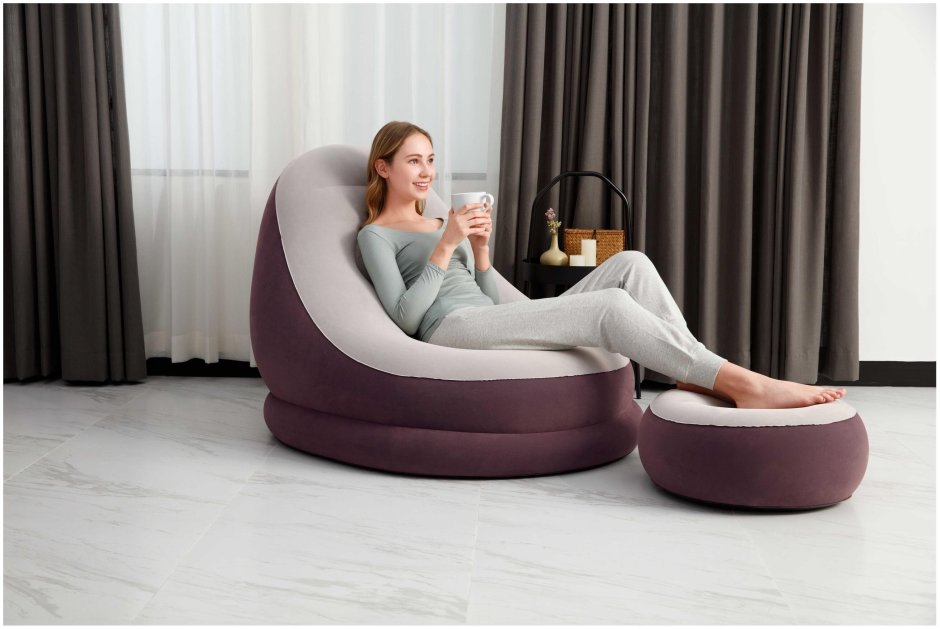 Кресло надувное Bestway с пуфом