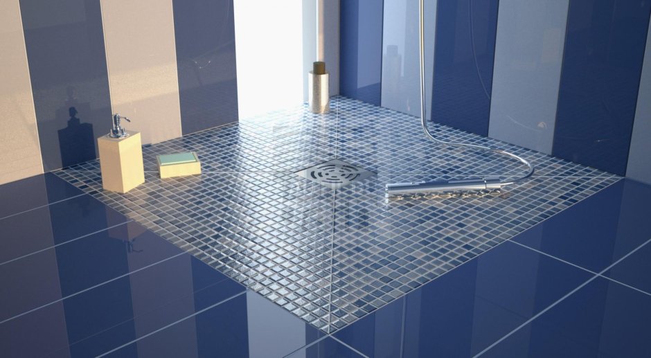 Душевая из плитки с трапом