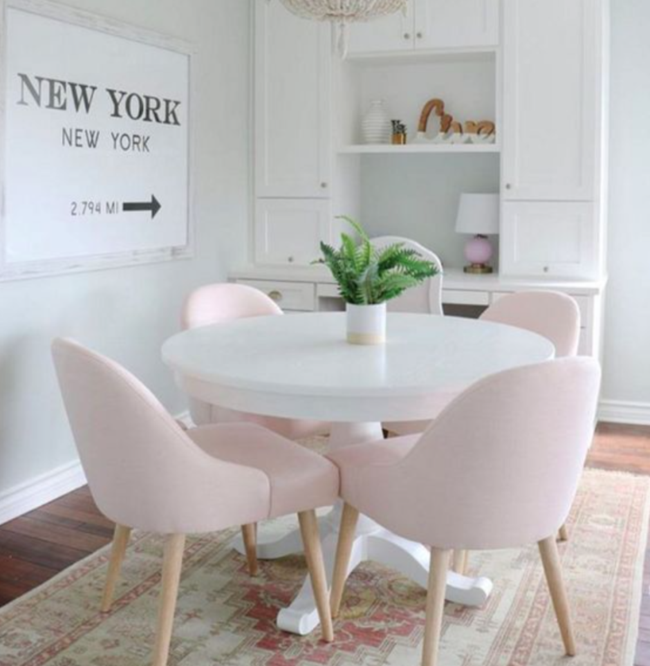 Белый круглый стол на кухню