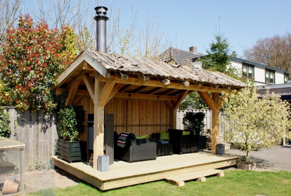 Навес к веранде для мангала