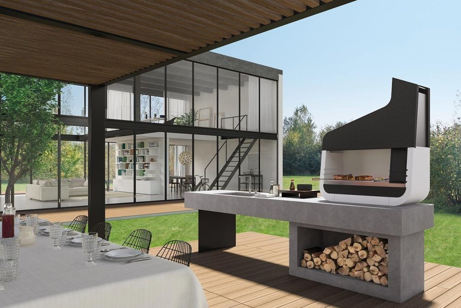 Веранда патио барбекю в стиле лофт