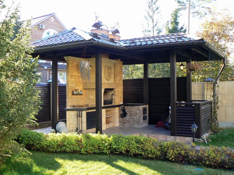 Современный навес над барбекю