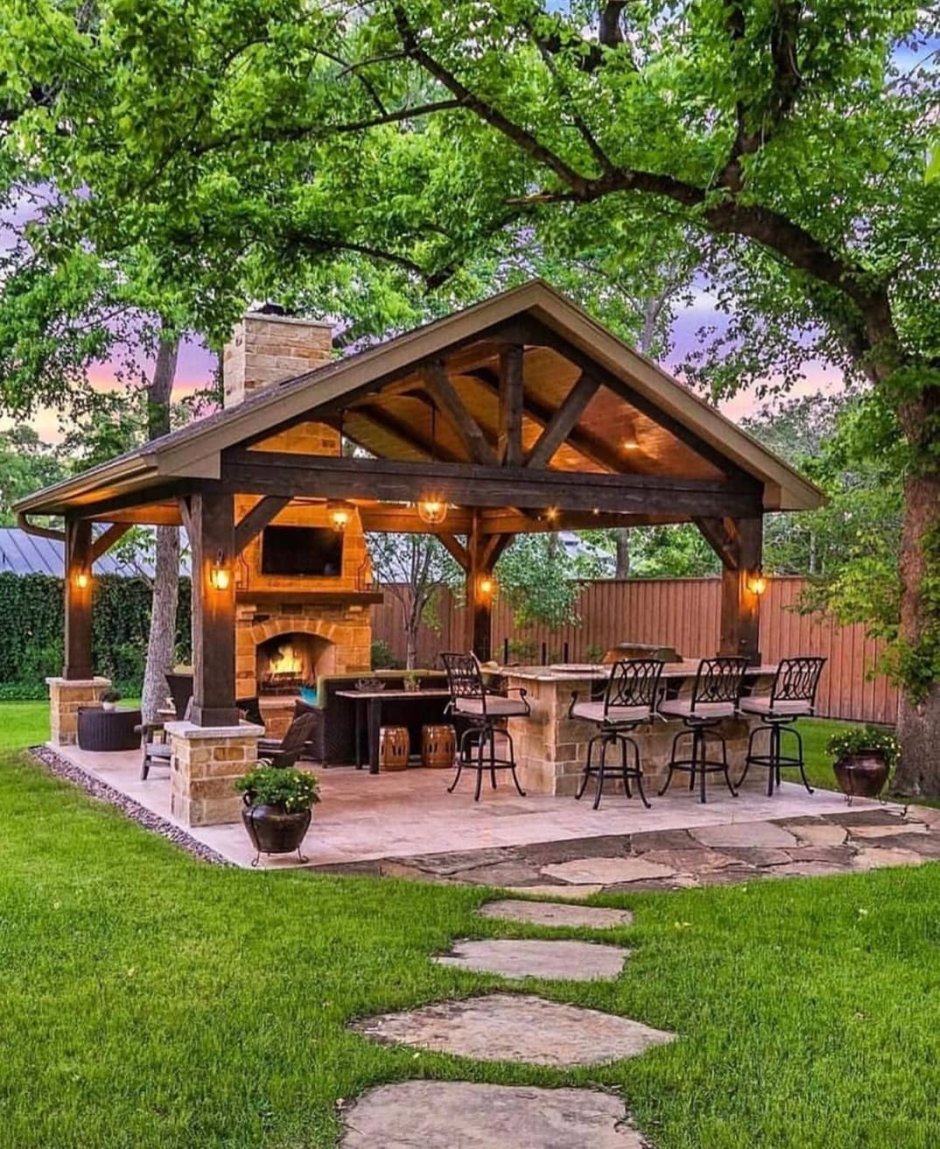 Площадка для мангала на даче