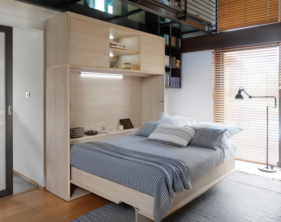 Спальня встроенная кровать икеа